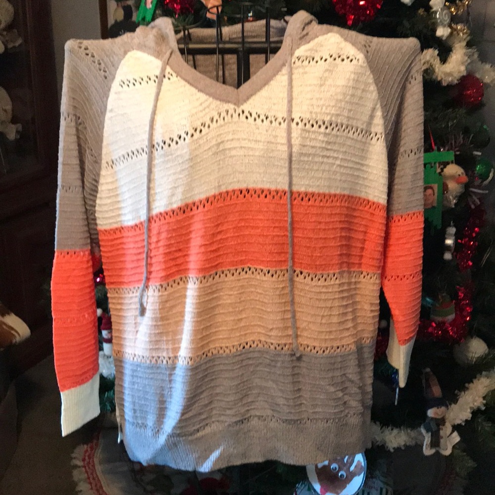 Striped hooded top